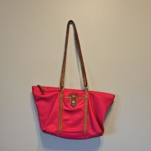 Dooney & Bourke Women K10627497 Pink Tote Bag with Tan Straps Bag Tote